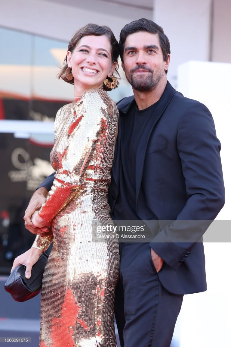 VENICE, ITALY - SEPTEMBER 07: Federica De Benedittis and Giulio Corso attend a red carpet for the movie "Lubo" at the 80th Venice International Film Festival on September 07, 2023 in Venice, Italy. (Photo by Stefania D'Alessandro/WireImage)